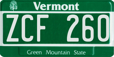 VT license plate ZCF260