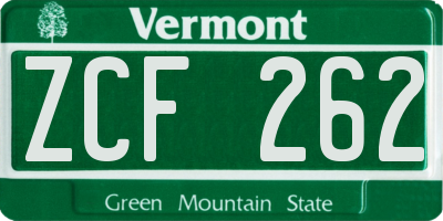 VT license plate ZCF262