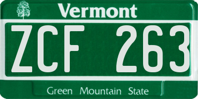 VT license plate ZCF263