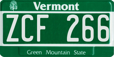 VT license plate ZCF266