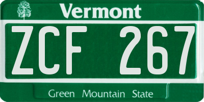 VT license plate ZCF267