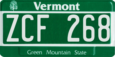 VT license plate ZCF268