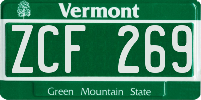 VT license plate ZCF269