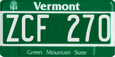 VT license plate ZCF270