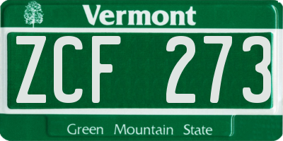 VT license plate ZCF273