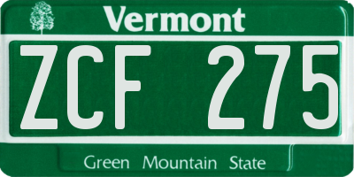 VT license plate ZCF275
