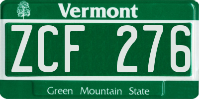 VT license plate ZCF276