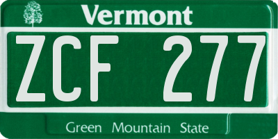 VT license plate ZCF277
