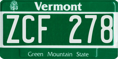 VT license plate ZCF278