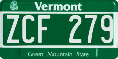 VT license plate ZCF279
