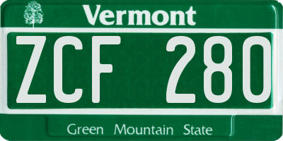 VT license plate ZCF280