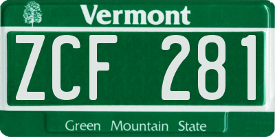 VT license plate ZCF281