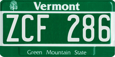 VT license plate ZCF286