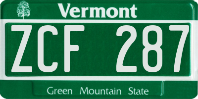 VT license plate ZCF287
