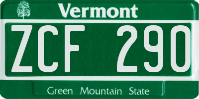 VT license plate ZCF290
