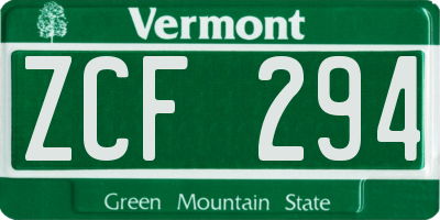 VT license plate ZCF294