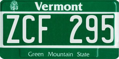 VT license plate ZCF295