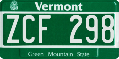 VT license plate ZCF298