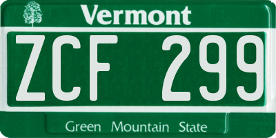 VT license plate ZCF299