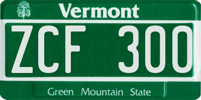 VT license plate ZCF300