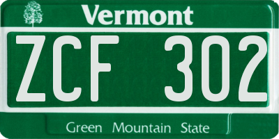 VT license plate ZCF302