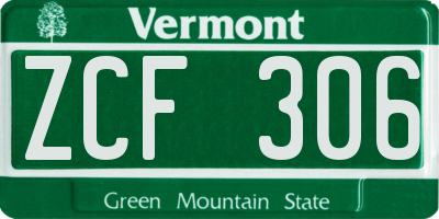 VT license plate ZCF306