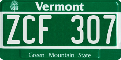 VT license plate ZCF307