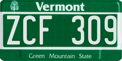 VT license plate ZCF309