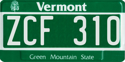 VT license plate ZCF310
