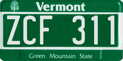 VT license plate ZCF311