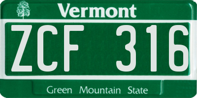 VT license plate ZCF316