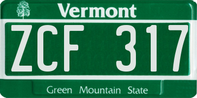 VT license plate ZCF317