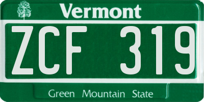 VT license plate ZCF319