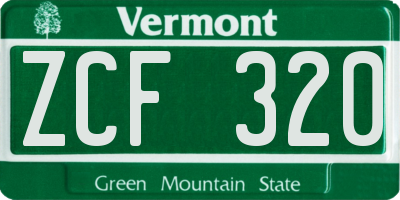 VT license plate ZCF320