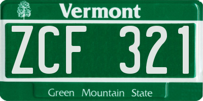 VT license plate ZCF321