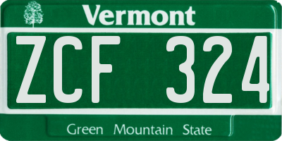 VT license plate ZCF324