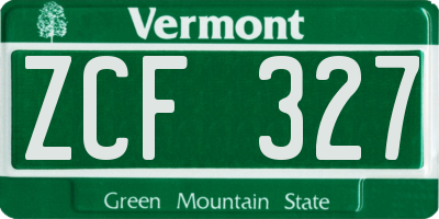 VT license plate ZCF327