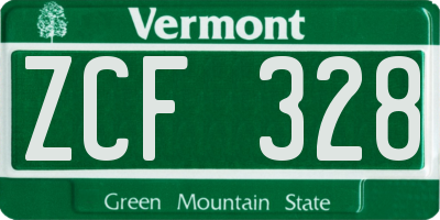 VT license plate ZCF328