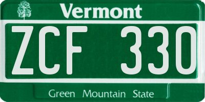 VT license plate ZCF330