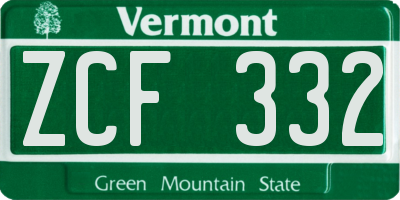 VT license plate ZCF332