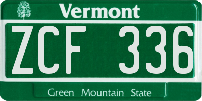 VT license plate ZCF336