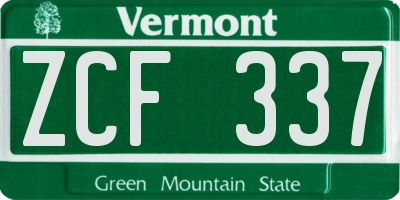 VT license plate ZCF337