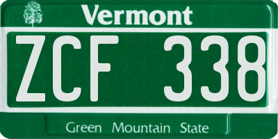 VT license plate ZCF338