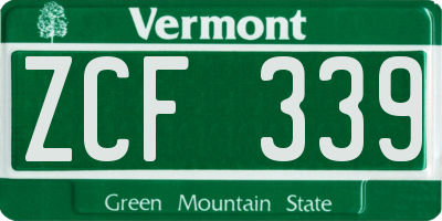 VT license plate ZCF339