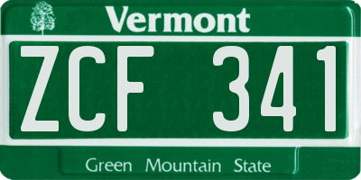 VT license plate ZCF341