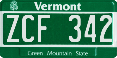 VT license plate ZCF342