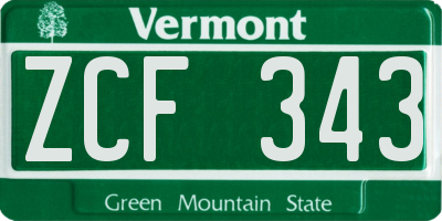 VT license plate ZCF343