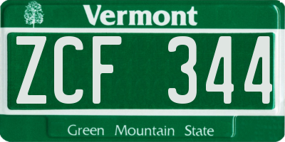 VT license plate ZCF344