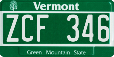 VT license plate ZCF346
