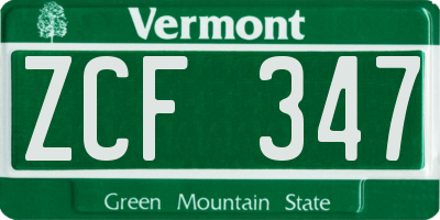 VT license plate ZCF347